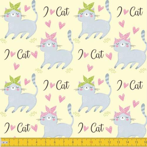 Tecido Tricoline - I Love Cat's - 100% Algodão - 1,50m largura - Variante 1