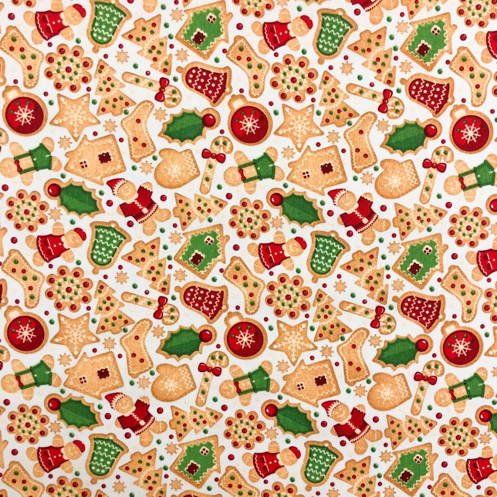 Tecido Tricoline Natal - Biscoito Natalino - 100% Algodão - 1,50m largura - Variante 1 Tecido Tricoline Natal - Biscoito Natalino - 100% Algodão - 1,50m largura - Variante 1