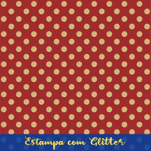 Tecido Tricoline - Poá Grande Dourado Glitter - 100% Algodão - 1,50m largura - Variante 58