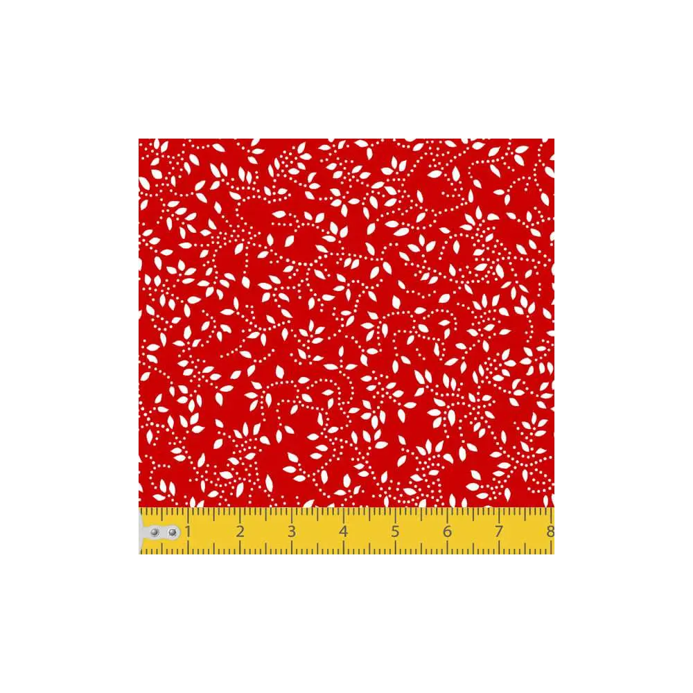 Tecido Tricoline - Raminho com Folhas - 100% Algodão - 1,50m largura - Variante 106 Tecido Tricoline - Raminho com Folhas - 100% Algodão - 1,50m largura - Variante 106