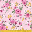 Tecido Tricoline - Ramos de Flores Romantic - 100% Algodão - 1,50m largura - Variante 1