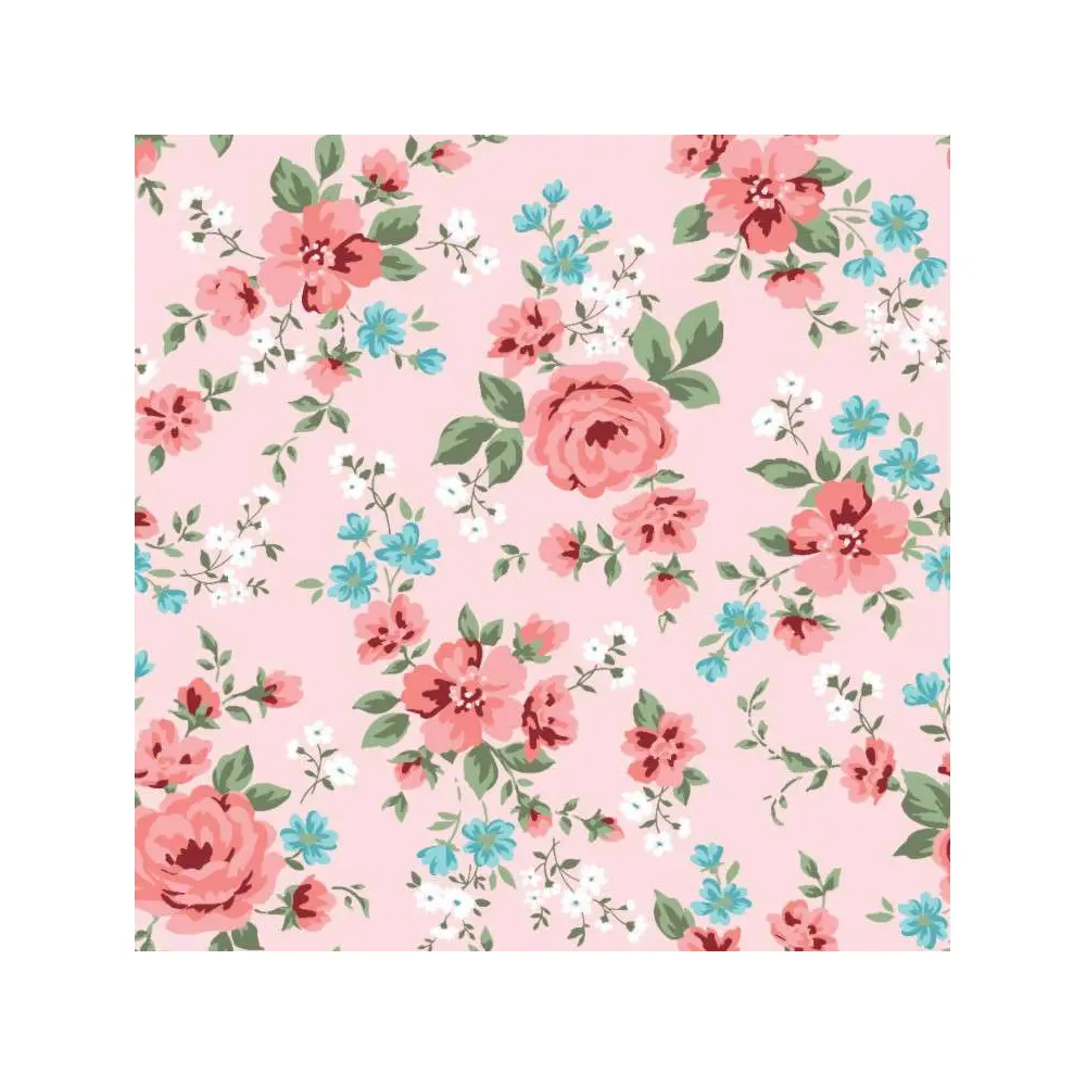 Tecido Tricoline - Ramos de Flores Romantic - 100% Algodão - 1,50m largura - Variante 2