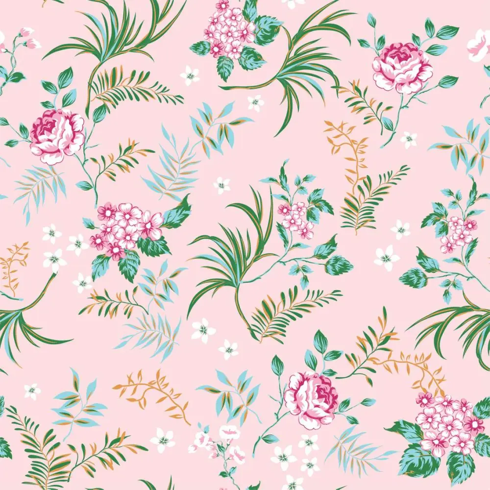 Tecido Tricoline - Ramos de Rosas - 100% Algodão - 1,50m largura - Variante 1 Tecido Tricoline - Ramos de Rosas - 100% Algodão - 1,50m largura - Variante 1