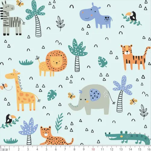 Tecido Tricoline - Selva Cute - 100% Algodão - 1,50m largura - Variante 2 Tecido Tricoline - Selva Cute - 100% Algodão - 1,50m largura - Variante 2