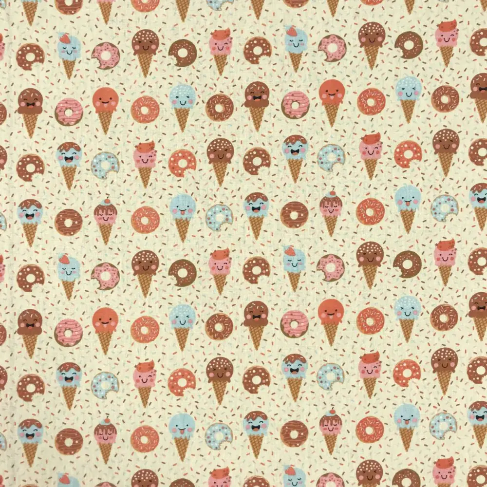 Tecido Tricoline - Sorvetinhos - 100% Algodão - Variante 1 Tecido Tricoline - Sorvetinhos - 100% Algodão - Variante 1