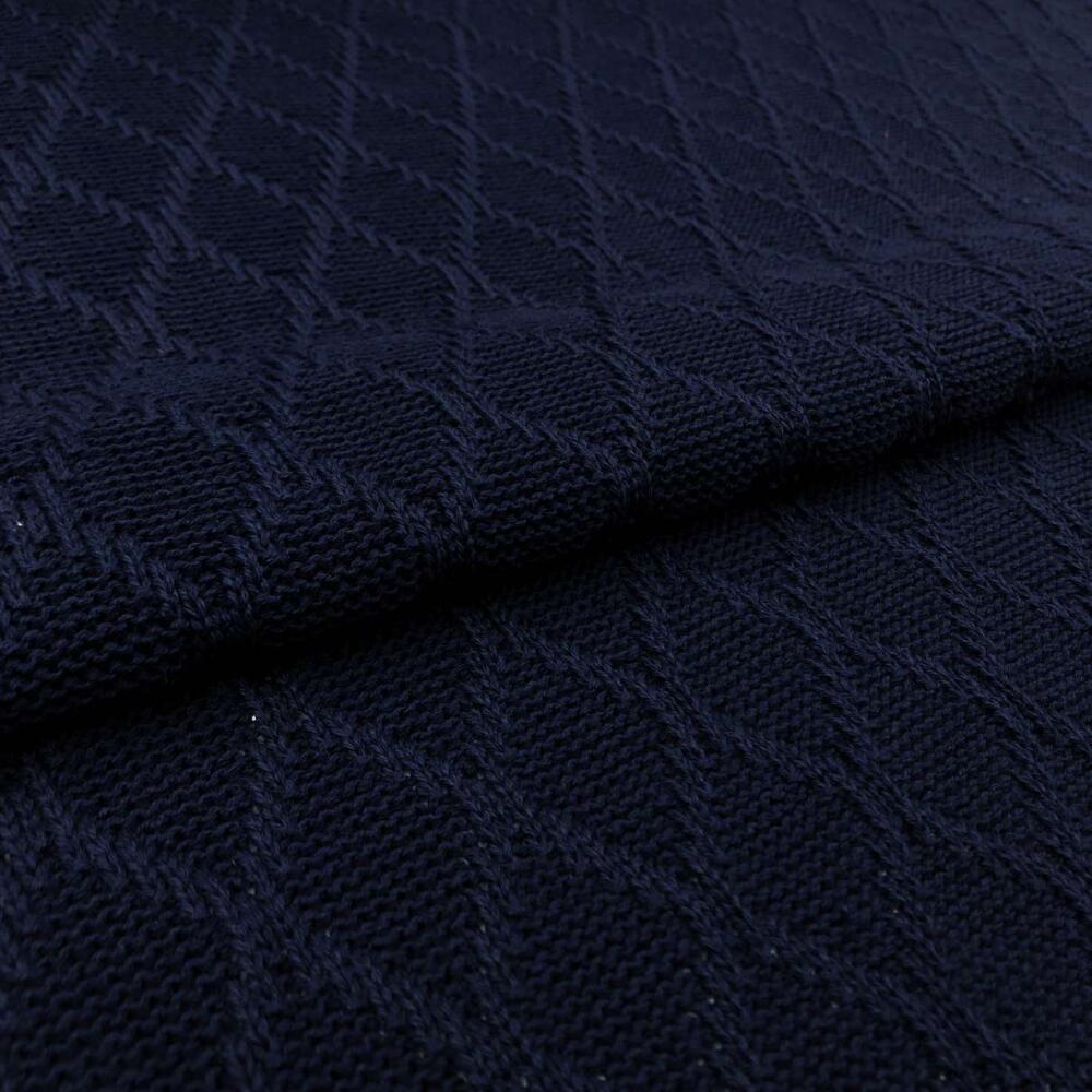 Tecido Tricot Losango em Metro 50% Algodão 50% Acrílico 1,00m Largura - Azul marinho