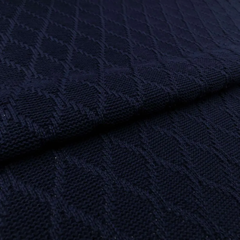 Tecido Tricot Losango em Metro 50% Algodão 50% Acrílico 1,00m Largura - Azul marinho Tecido Tricot Losango em Metro 50% Algodão 50% Acrílico 1,00m Largura - Azul marinho