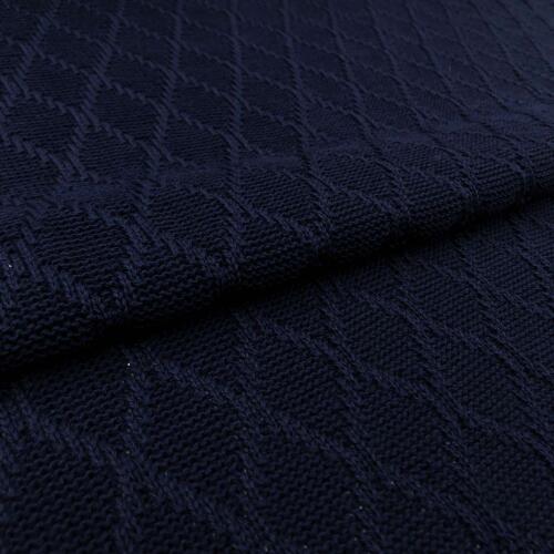 Tecido Tricot Losango em Metro 50% Algodão 50% Acrílico 1,00m Largura - Azul marinho