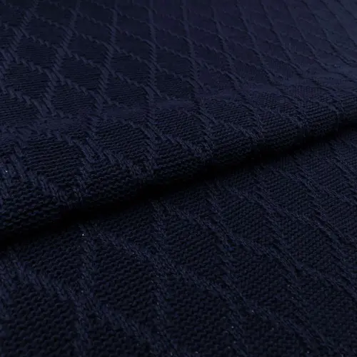 Tecido Tricot Losango em Metro 50% Algodão 50% Acrílico 1,00m Largura - Azul marinho