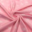 Tecido Tricot com Desenhos em Metro 50% Algodão 50% Acrílico 1m Largura - Coracao rosa com off