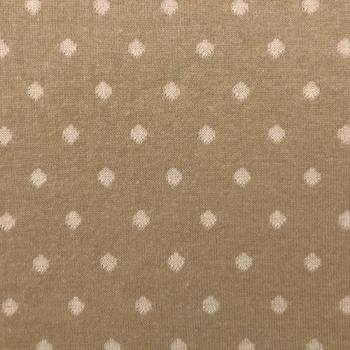 Tecido Tricot com Desenhos em Metro 50% Algodão 50% Acrílico 1m Largura - Poa bege com off