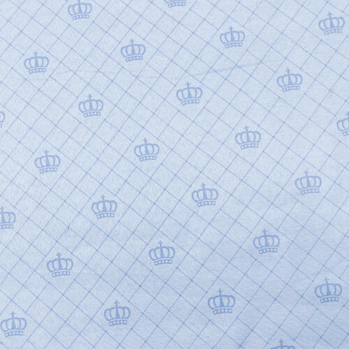 Textoleen Estampado Coroas 100% Poliester 1,50m Largura - Azul bebê