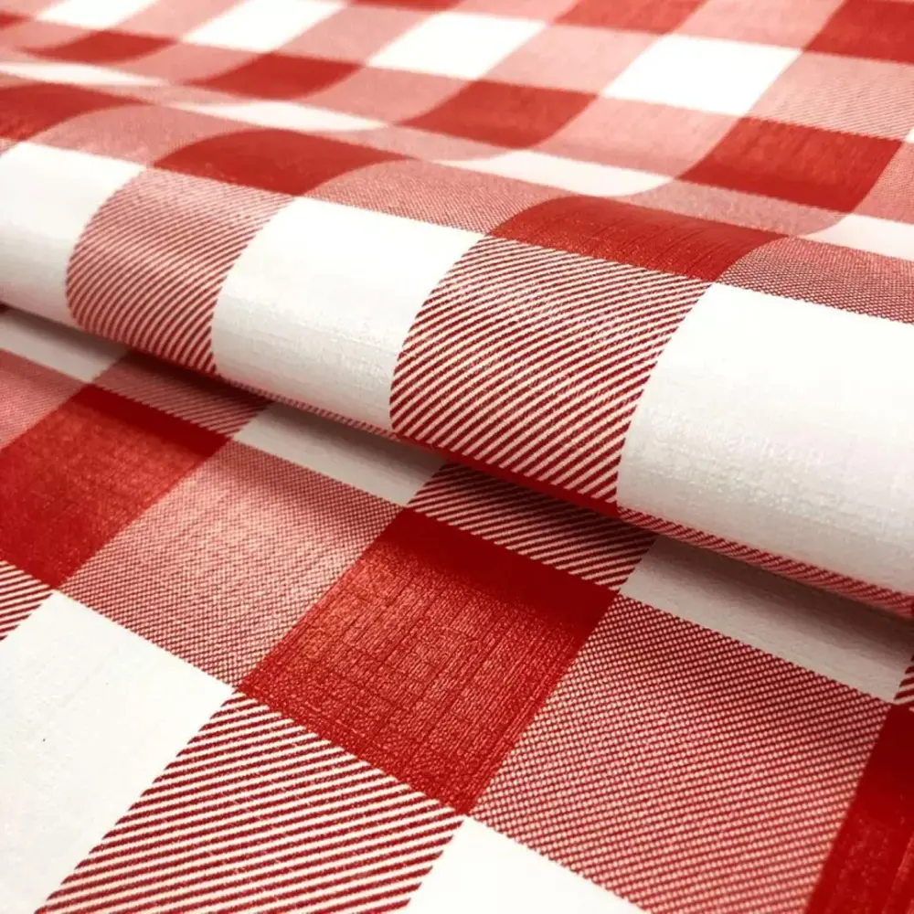 Toalha de Mesa Plástica Chess Xadrez 100% Polipropileno 1,40m Largura - Vermelho