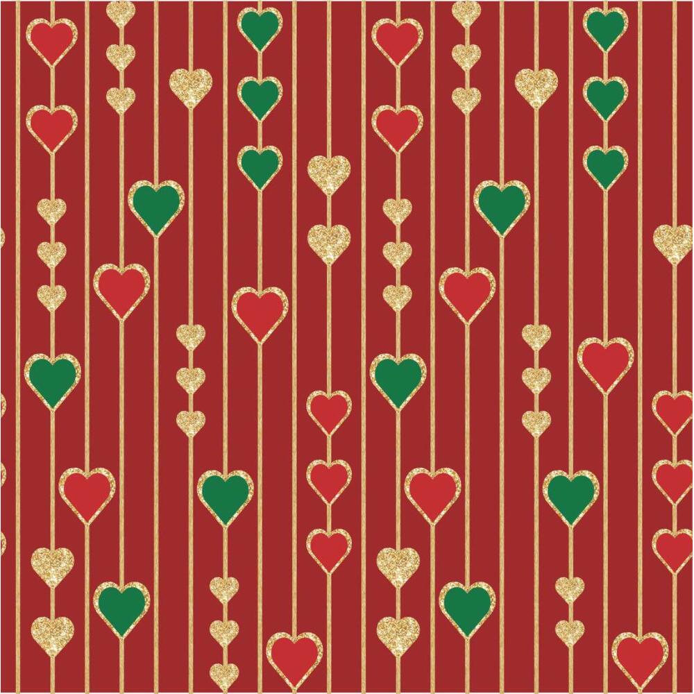 Tricoline Corações de Natal Glitter 100% Algodão 1,50m Largura - Variante 3