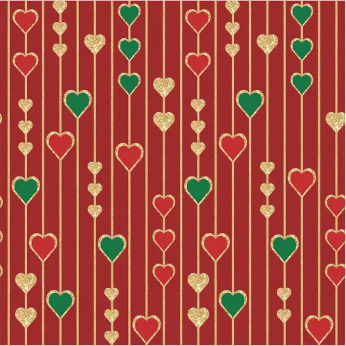 Tricoline Corações de Natal Glitter 100% Algodão 1,50m Largura - Variante 3