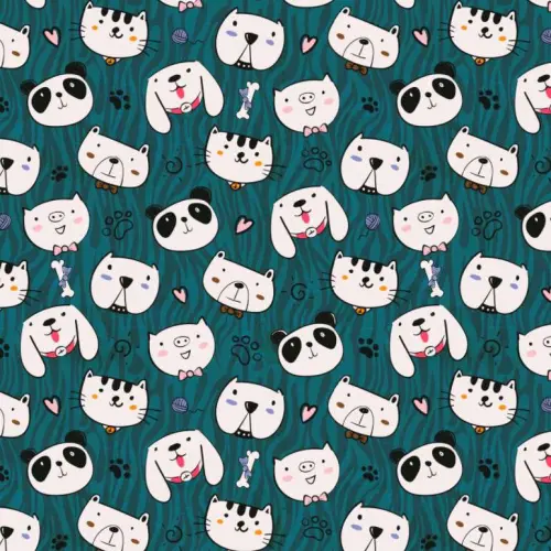 Tricoline Digital - Animais Panda Dog - 100% Algodão - Variante 1 Tricoline Digital - Animais Panda Dog - 100% Algodão - Variante 1