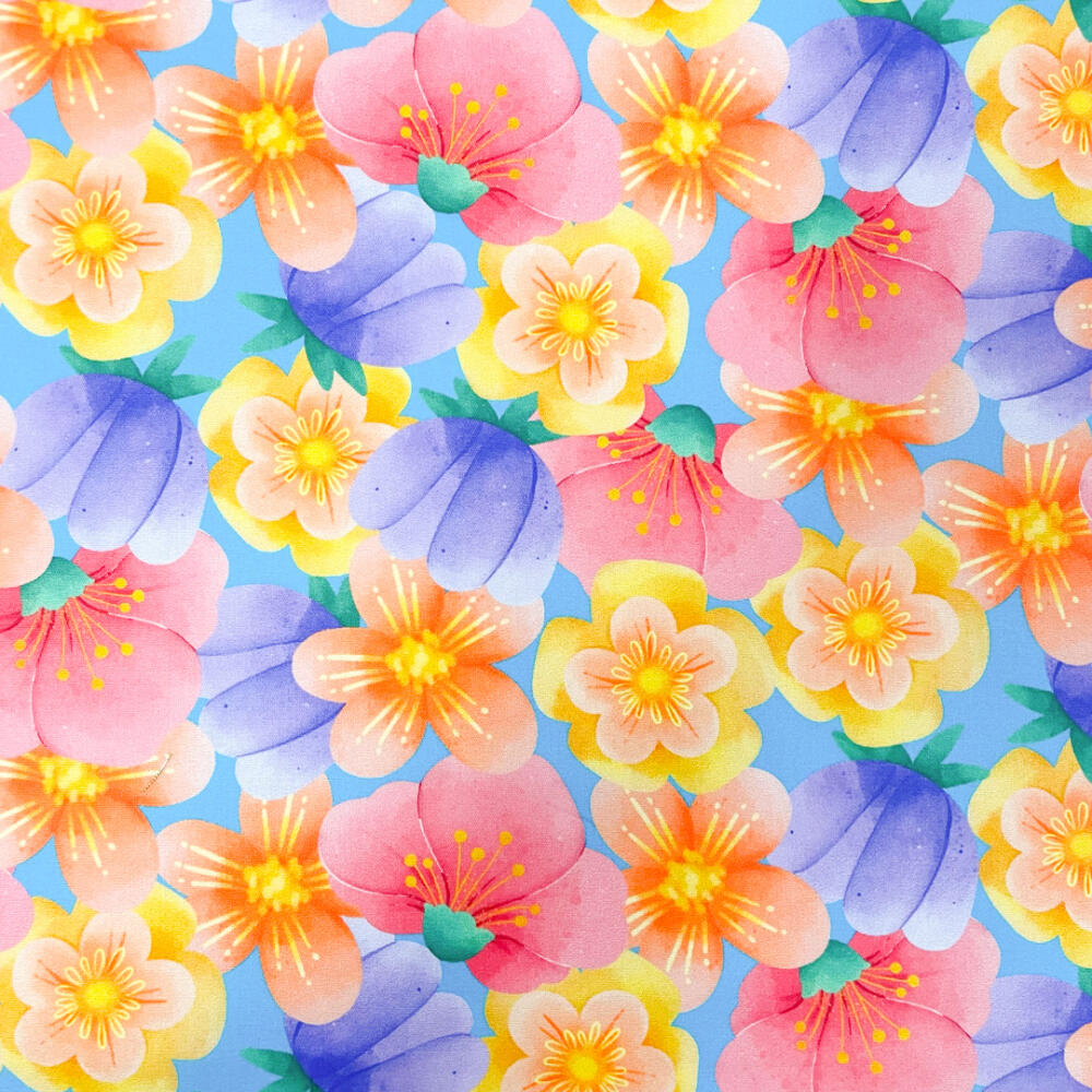 Tricoline Digital Flores Aquarela Junina 100% Algodão 1,50m Largura - Variante 1