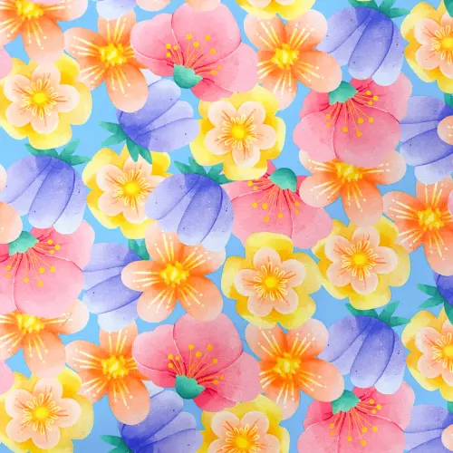 Tricoline Digital Flores Aquarela Junina 100% Algodão 1,50m Largura - Variante 1