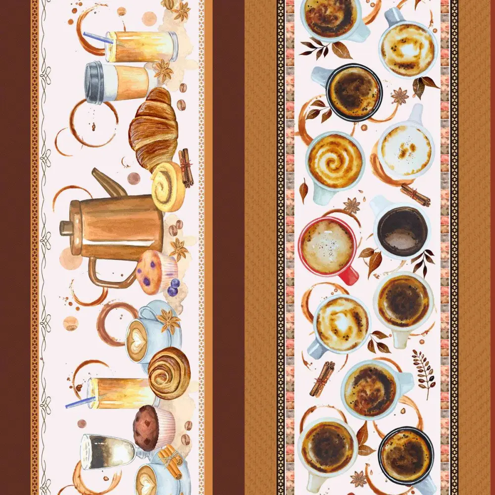 Tricoline Digital Barrado Café da Manhã 100% Algodão 1,50m Largura - Variante 1 Tricoline Digital Barrado Café da Manhã 100% Algodão 1,50m Largura - Variante 1