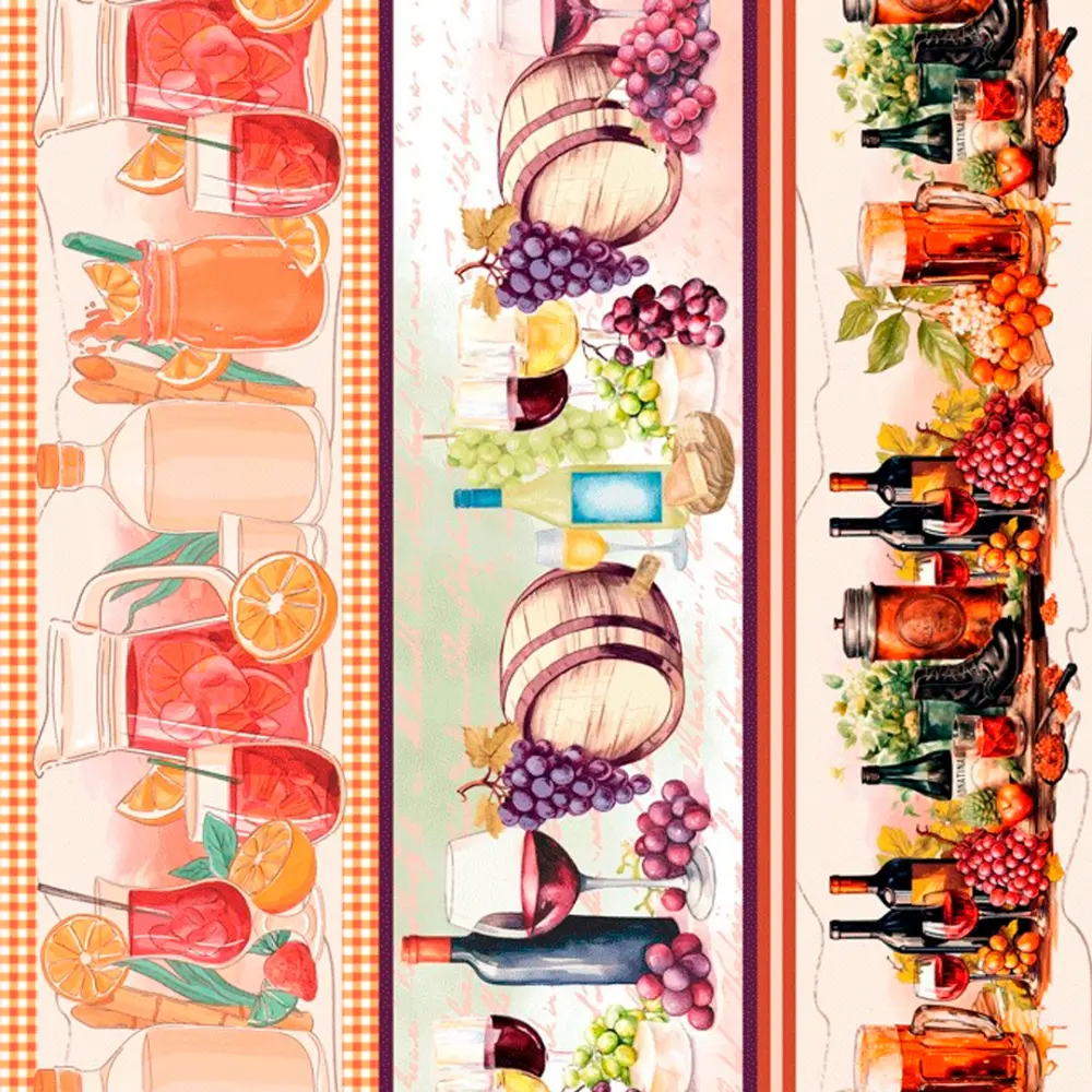 Tricoline Digital Barrado Drinks e Bebidas 100% Algodão - Variante 1 Tricoline Digital Barrado Drinks e Bebidas 100% Algodão - Variante 1