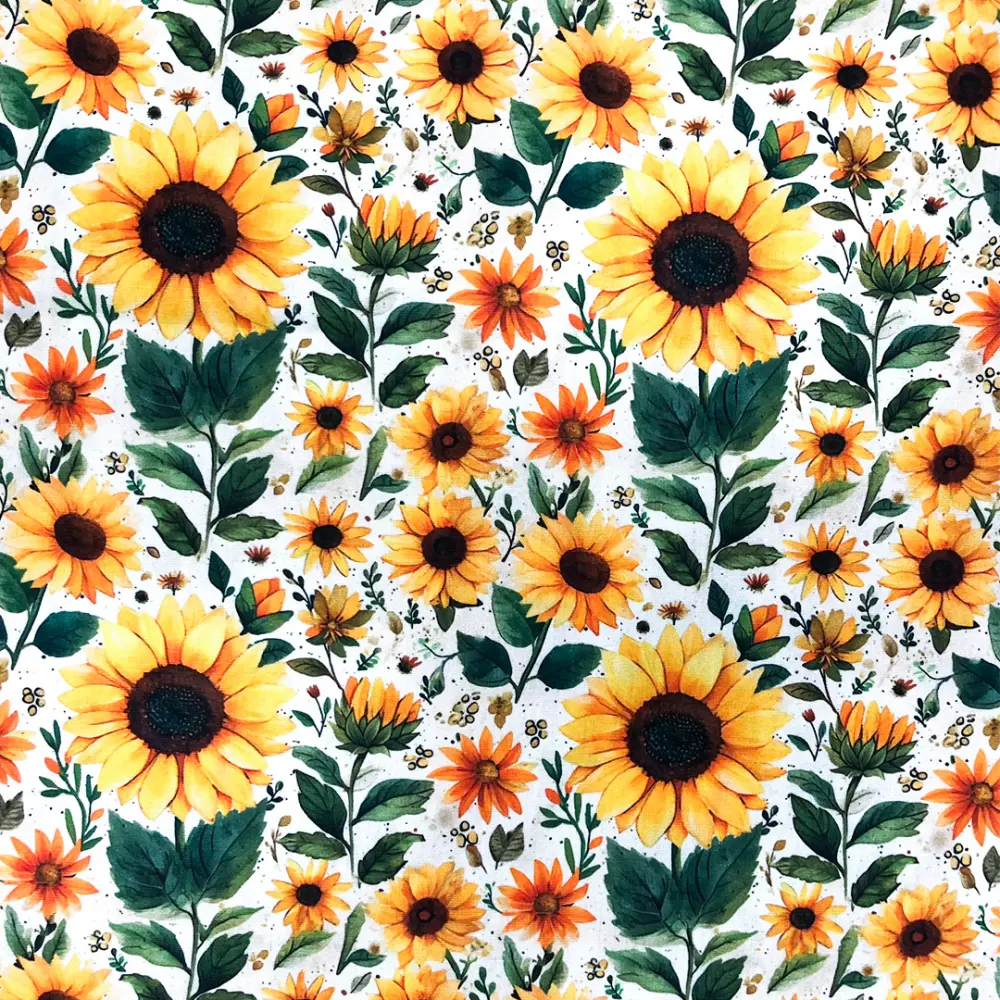 Tricoline Digital Caldeira Girassol Aquarelado 100% Algodão 1,50m Largura - Variante 1 Tricoline Digital Caldeira Girassol Aquarelado 100% Algodão 1,50m Largura - Variante 1