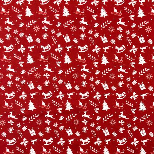 Tricoline Digital Mini Carimbos de Natal 100% Algodão - Variante 1