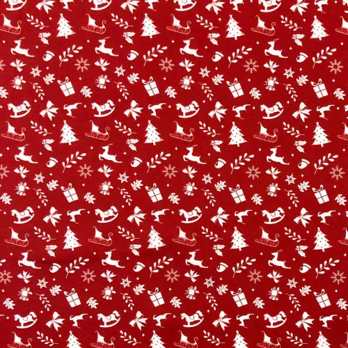 Tricoline Digital Mini Carimbos de Natal 100% Algodão - Variante 1
