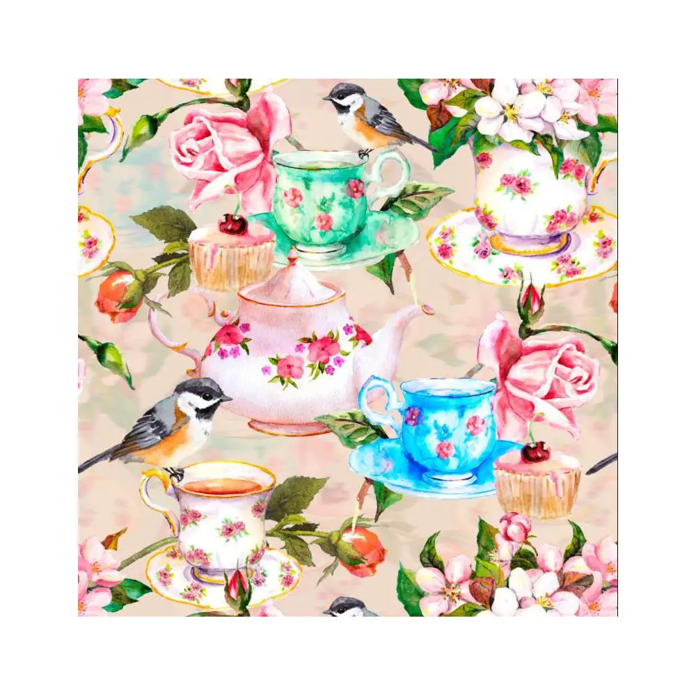 Tricoline Digital - Chá Romantique - 100% Algodão - Variante 1 Tricoline Digital - Chá Romantique - 100% Algodão - Variante 1