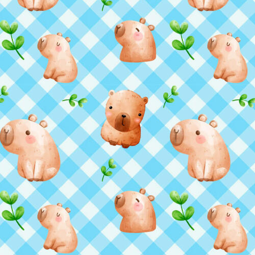 Tricoline Digital Fabricart Coleção Capivaras 100% Algodão 1,50m Largura - Capivara azul