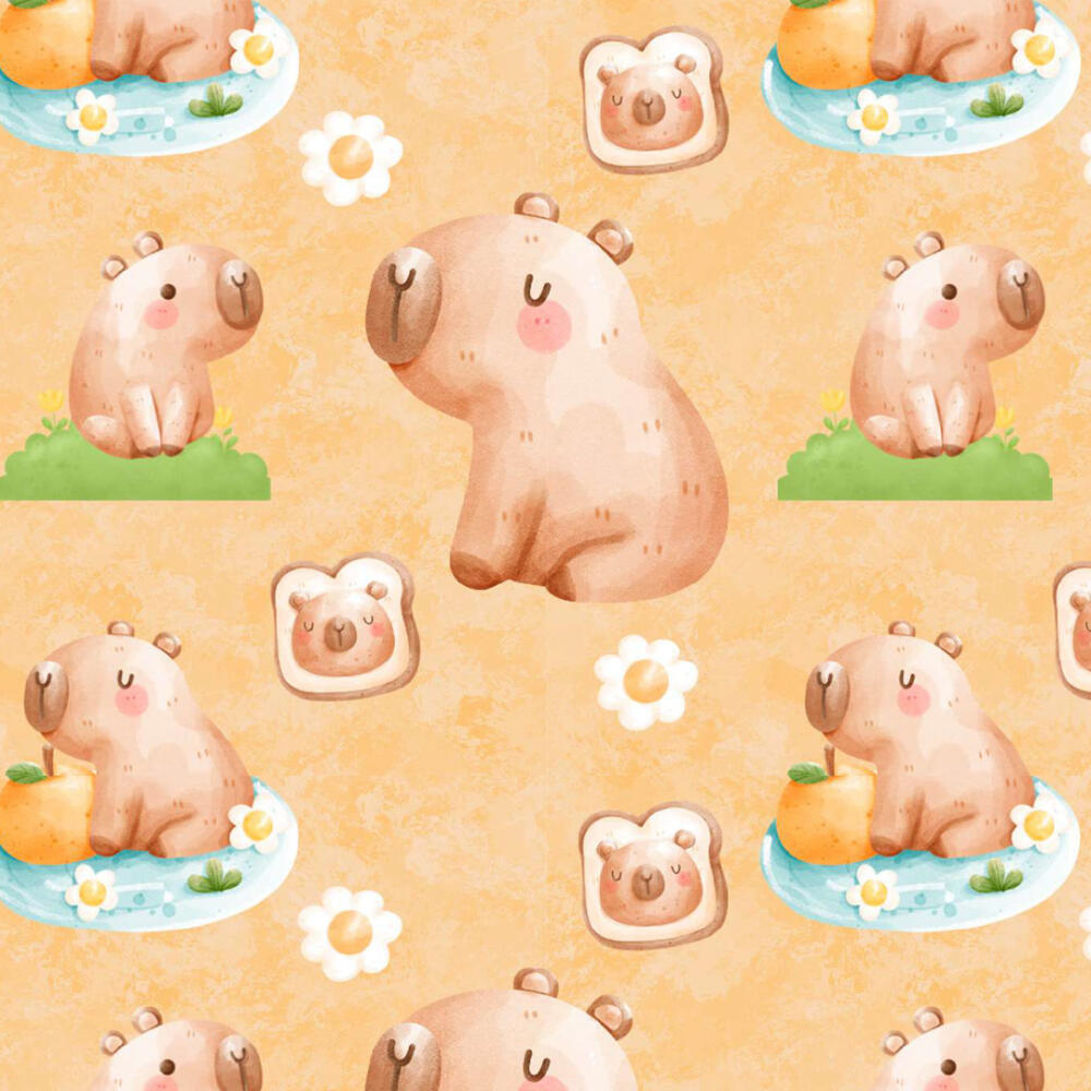 Tricoline Digital Fabricart Coleção Capivaras 100% Algodão 1,50m Largura - Capivara marrom
