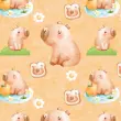 Tricoline Digital Fabricart Coleção Capivaras 100% Algodão 1,50m Largura - Capivara marrom