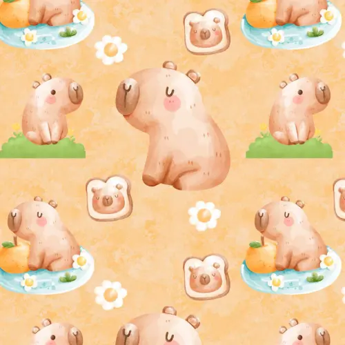 Tricoline Digital Fabricart Coleção Capivaras 100% Algodão 1,50m Largura - Capivara marrom