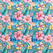 Tricoline Digital Fabricart Coleção Tropical 100% Algodão 1,50m Largura - Flores hibiscos