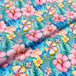 Tricoline Digital Fabricart Coleção Tropical 100% Algodão 1,50m Largura - Flores hibiscos