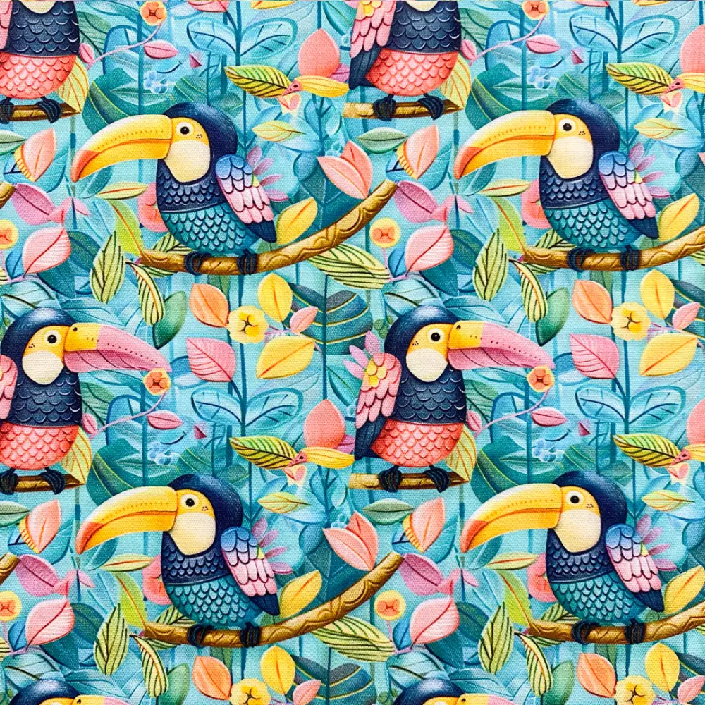 Tricoline Digital Fabricart Coleção Tropical 100% Algodão 1,50m Largura - Tucano