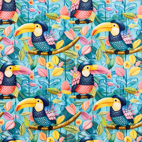 Tricoline Digital Fabricart Coleção Tropical 100% Algodão 1,50m Largura - Tucano