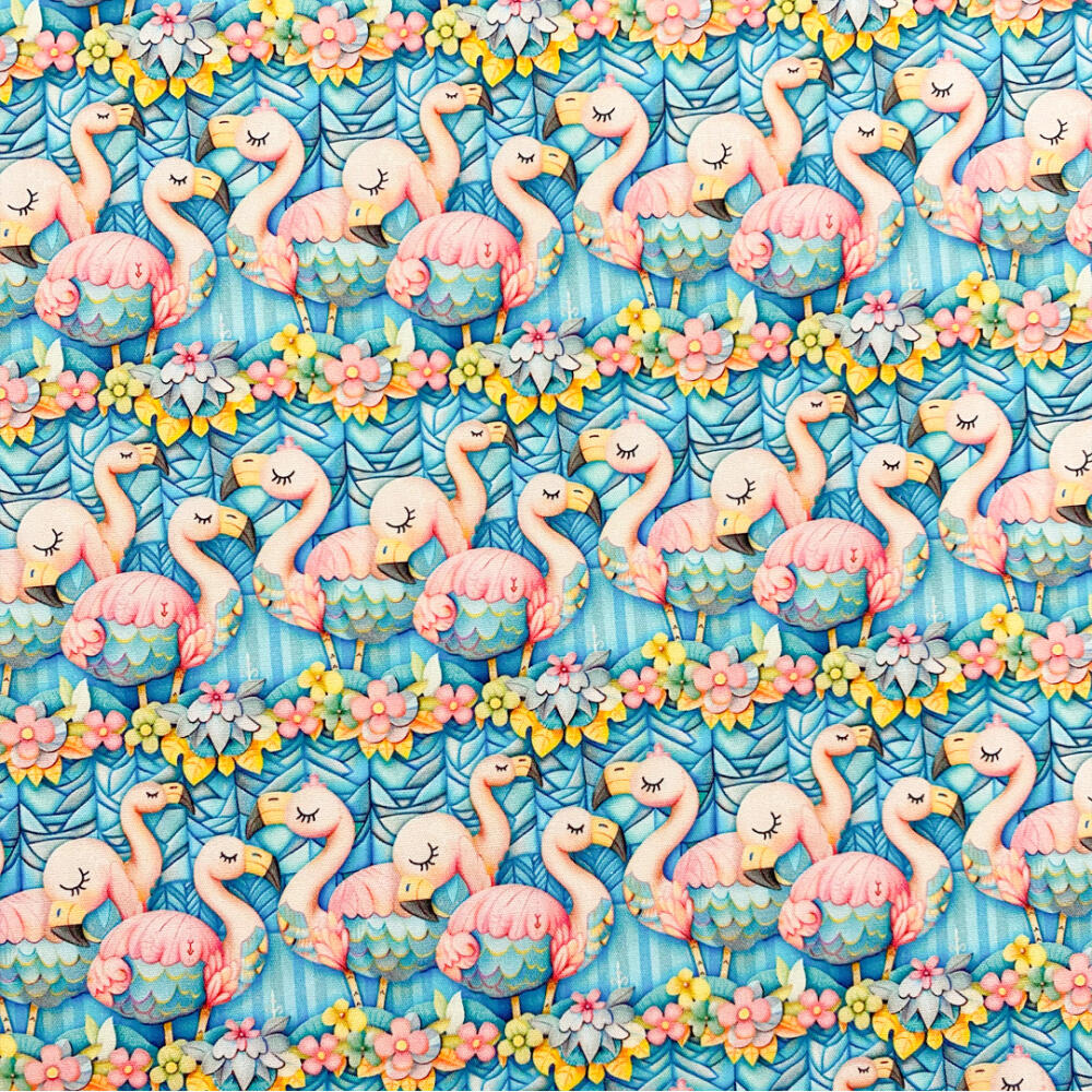 Tricoline Digital Fabricart Coleção Tropical 100% Algodão 1,50m Largura - Flamingos