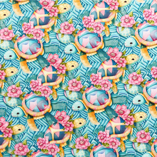 Tricoline Digital Fabricart Coleção Tropical 100% Algodão 1,50m Largura - Tartarugas