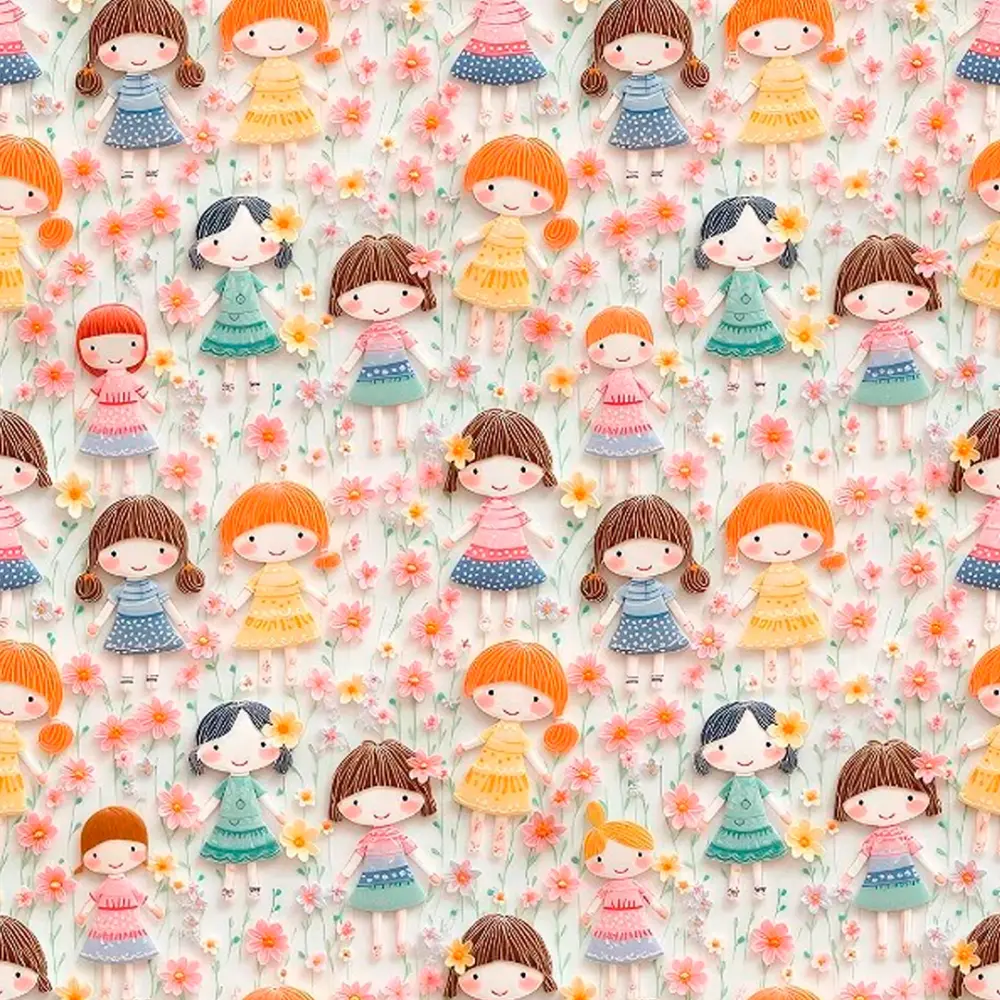 Tricoline Digital Fabricart Meninas no Jardim Rosinha 100% Algodão 1,50m Largura - Variante 1 Tricoline Digital Fabricart Meninas no Jardim Rosinha 100% Algodão 1,50m Largura - Variante 1