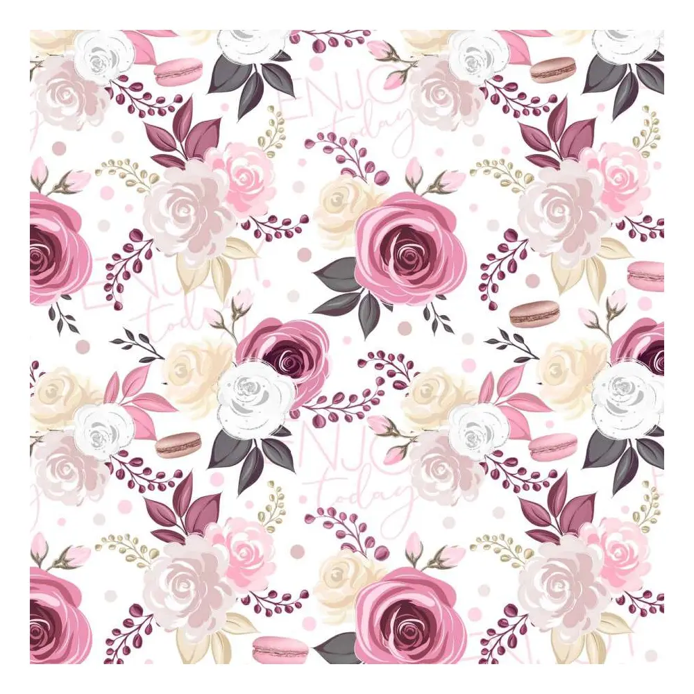 Tricoline Digital Fabricart Rosas Creme 100% Algodão 1,50m Largura - Variante 1