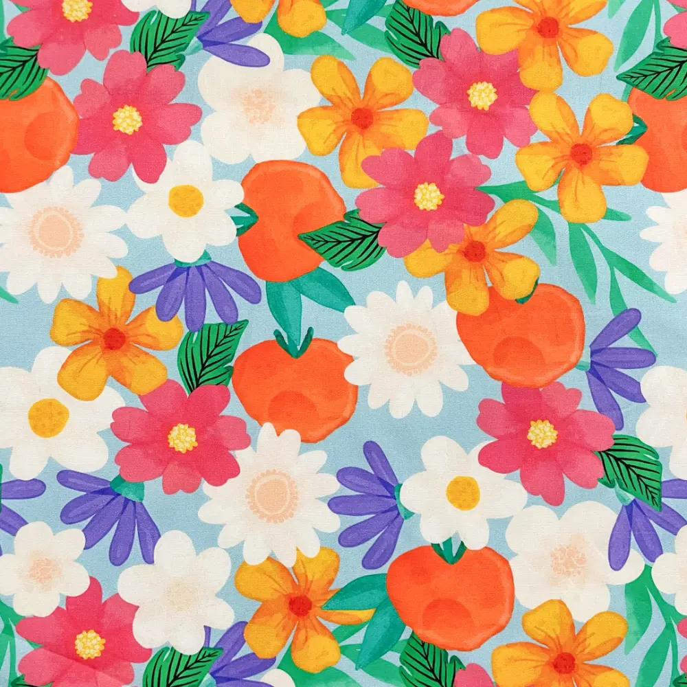 Tricoline Digital Festa das Flores 100% Algodão 1,50m Largura - Variante 1 Tricoline Digital Festa das Flores 100% Algodão 1,50m Largura - Variante 1