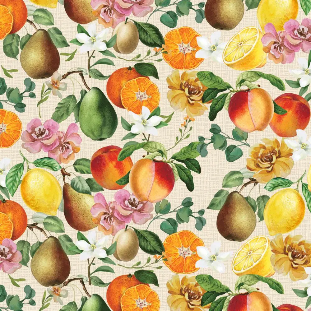 Tricoline Digital - Frutas da Estação - 100% Algodão - Variante 1 Tricoline Digital - Frutas da Estação - 100% Algodão - Variante 1