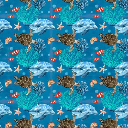 Tricoline Digital - Fundo do Mar - 100% Algodão - Variante 1