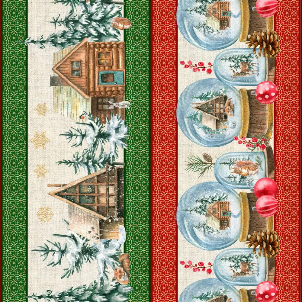 Tricoline Digital Globo de Neve Barrado 100% Algodão 1,50m Largura - Variante 1 Tricoline Digital Globo de Neve Barrado 100% Algodão 1,50m Largura - Variante 1