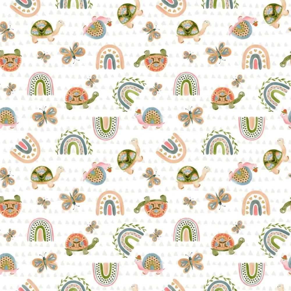 Tricoline Digital Infantil Tartaruga Boho 100% Algodão - Variante 1