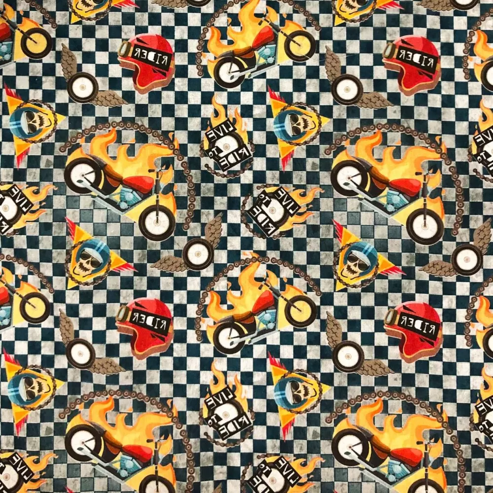 Tricoline Digital Moto Ride 100% Algodão 1,50m Largura - Variante 1 Tricoline Digital Moto Ride 100% Algodão 1,50m Largura - Variante 1