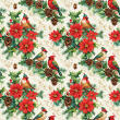 Tricoline Digital Natal Pássaro Cardeal 100% Algodão - Variante 1