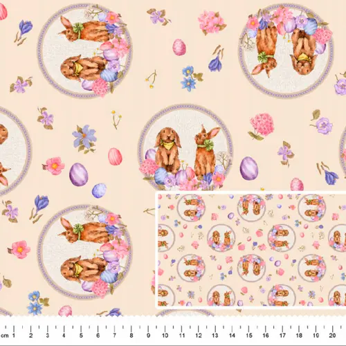 Tricoline Digital Páscoa Casal de Coelhos 100% Algodão 1,50m Largura - Variante 1 Tricoline Digital Páscoa Casal de Coelhos 100% Algodão 1,50m Largura - Variante 1