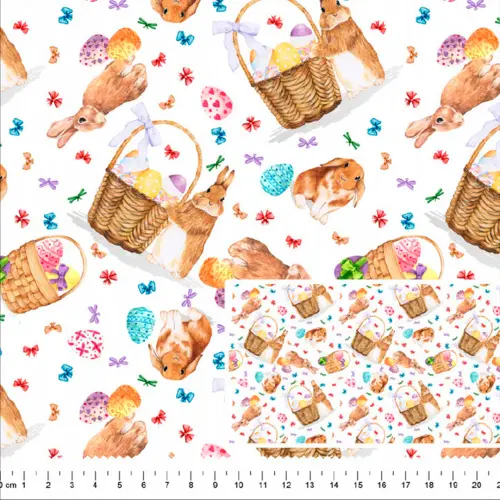 Tricoline Digital Páscoa Cesta de Ovos 100% Algodão 1,50m Largura - Variante 1 Tricoline Digital Páscoa Cesta de Ovos 100% Algodão 1,50m Largura - Variante 1