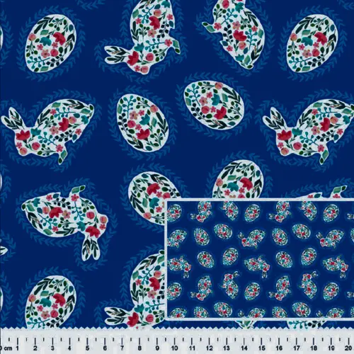 Tricoline Digital Páscoa Coelhinho Flower 100% Algodão 1,50m Largura - Variante 1 Tricoline Digital Páscoa Coelhinho Flower 100% Algodão 1,50m Largura - Variante 1